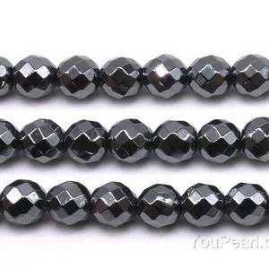 Hematite beads, 2mm 3mm 4mm 6mm 8mm 10mm round faceted beads, black beads, A grade gemstone beads, black faceted hematite beads, HMT10X0