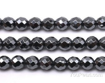 Hematite beads, 2mm 3mm 4mm 6mm 8mm 10mm round faceted beads, black beads, A grade gemstone beads, black faceted hematite beads, HMT10X0