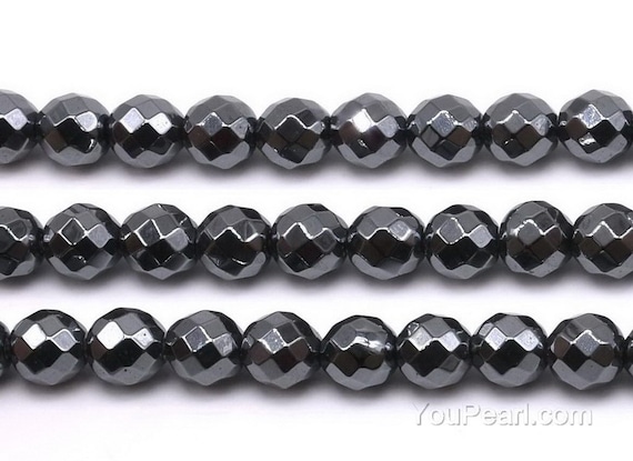 10mm Hematite Necklace, Large Round Gray Stone Beads