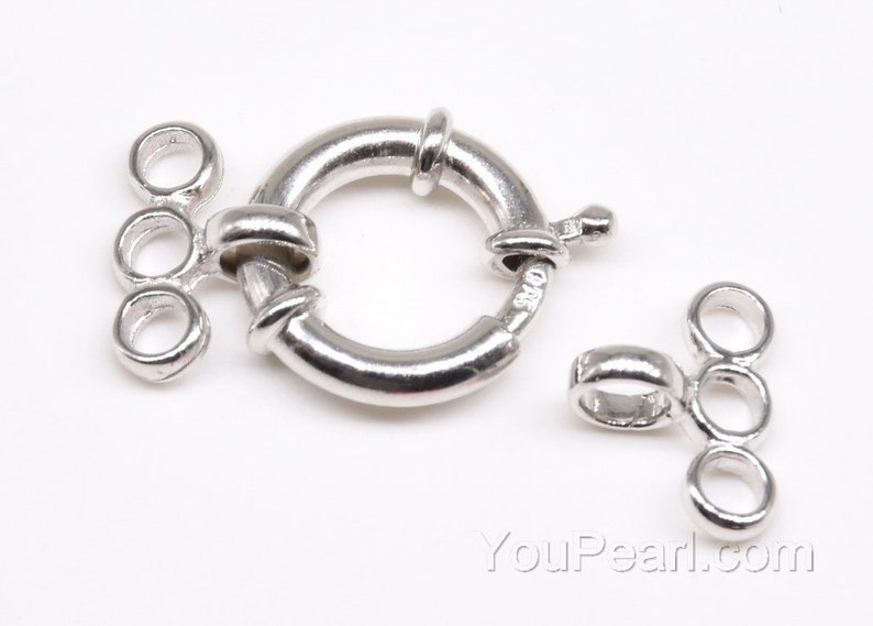 Triple-Strang Perle Verschlüsse, 925 Sterling Silber Frühling, Verschlüsse, silberne Schraube Klammern, Kette-Anschluss, Schmuck Verschlüsse, 14mm, CS1112 Bild 2