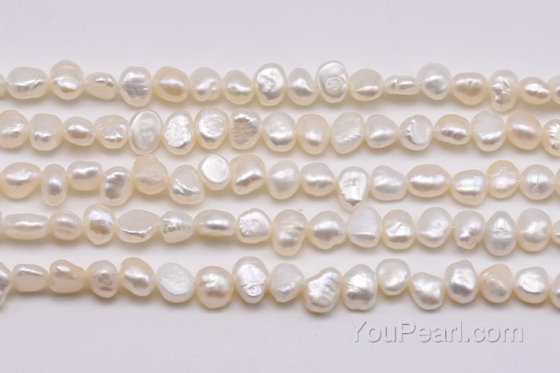 small nugget pearls, 3-4mm 4-5mm 5-6mm small pearls, 6-9mm center drilled pearls, white pearl natural freshwater pearls, fine pearl FN1X0-WS image 2