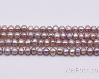 4-5mm small mauve pearl, lavender potato pearls, natural color freshwater loose pearl strand on sale, good luster pearl supply, FP250-XS