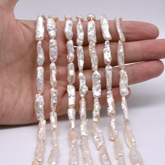 11x30mm Rainbow Keshi Freshwater Biwa Pearl Stick Beads For Jewelry Making 15" 