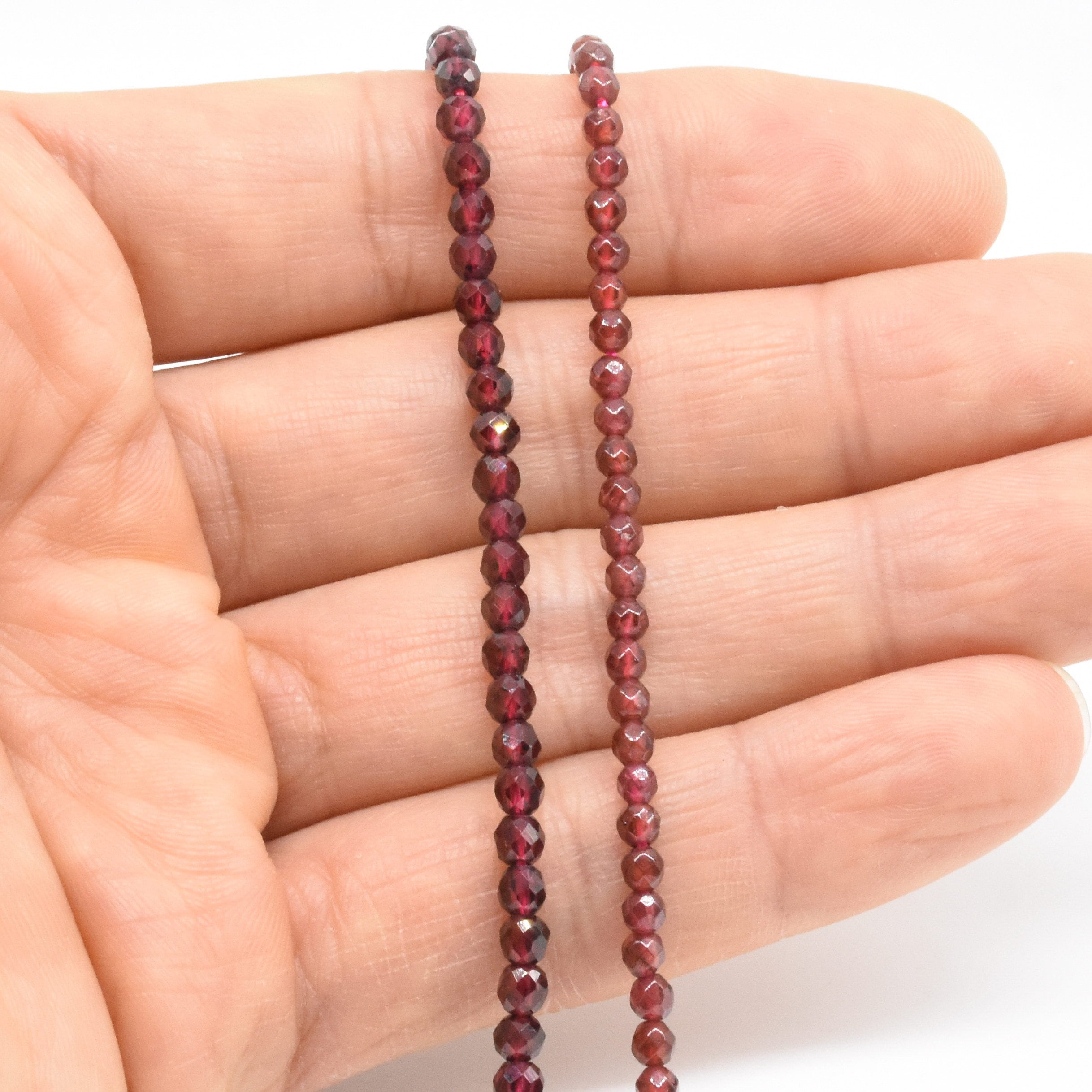 Perline Tonde Sfaccettate Con Pietra Preziosa Granato Grossolana