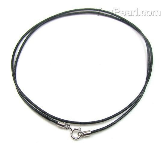 Fondgem Black Genuine Leather Cord Chain Necklace - 2.0 mm Natural Leather Cord Chain with Stainless Steel Clasp (5 PCs/Set)