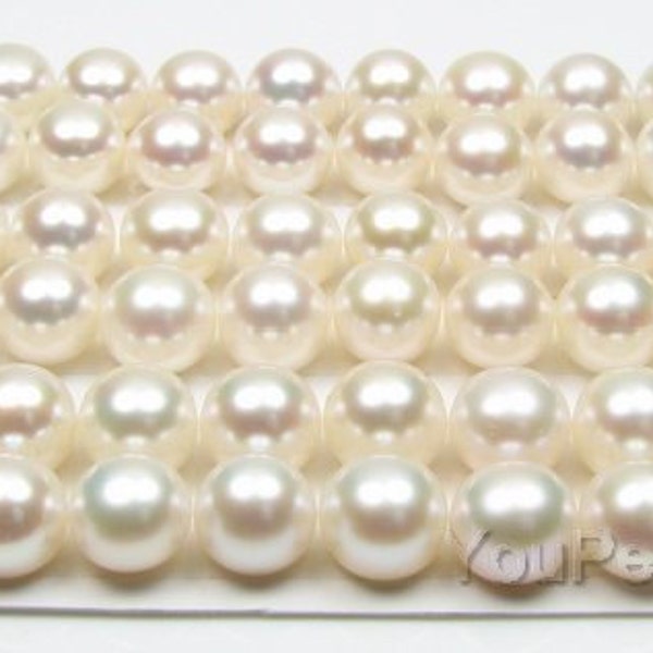 AA+ 9-10mm button pearls, real fresh water half drilled pearls, white loose pearl beads, genuine pearl wholesale, DIY earrings, FLB9010-X