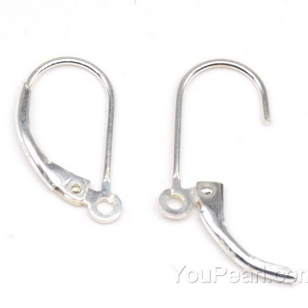 925 sterling silver Euro wire, lever-back earring hook with loop, leverback earrings hook findings, solid silver earrings making, EF1100