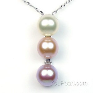 White pearl pendant, cultured freshwater pearl pendant, natural pearls 925 sterling silver necklace wholesale, 8-9mm, F1165-WP image 2