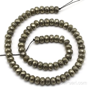 Rondelle faceted pyrite beads, 3x4mm 4x6mm 5x8mm, golden pyrite stone bead, genuine loose faceted stone bead,  gemstone beads strand PRT11X0