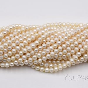 4-5mm white freshwater fine pearl, genuine near round pearl beads, loose beaded craft supplies, real natural pearls, FR220-WS