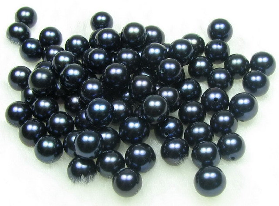 Dowarm 1000 Pieces Flatback Half Pearls, Mixed Size 4/6/8/10/12/14mm Flat  Back Round Half Pearls Beads for Crafts Jewelry, Loose Beads Gem (Jet Black