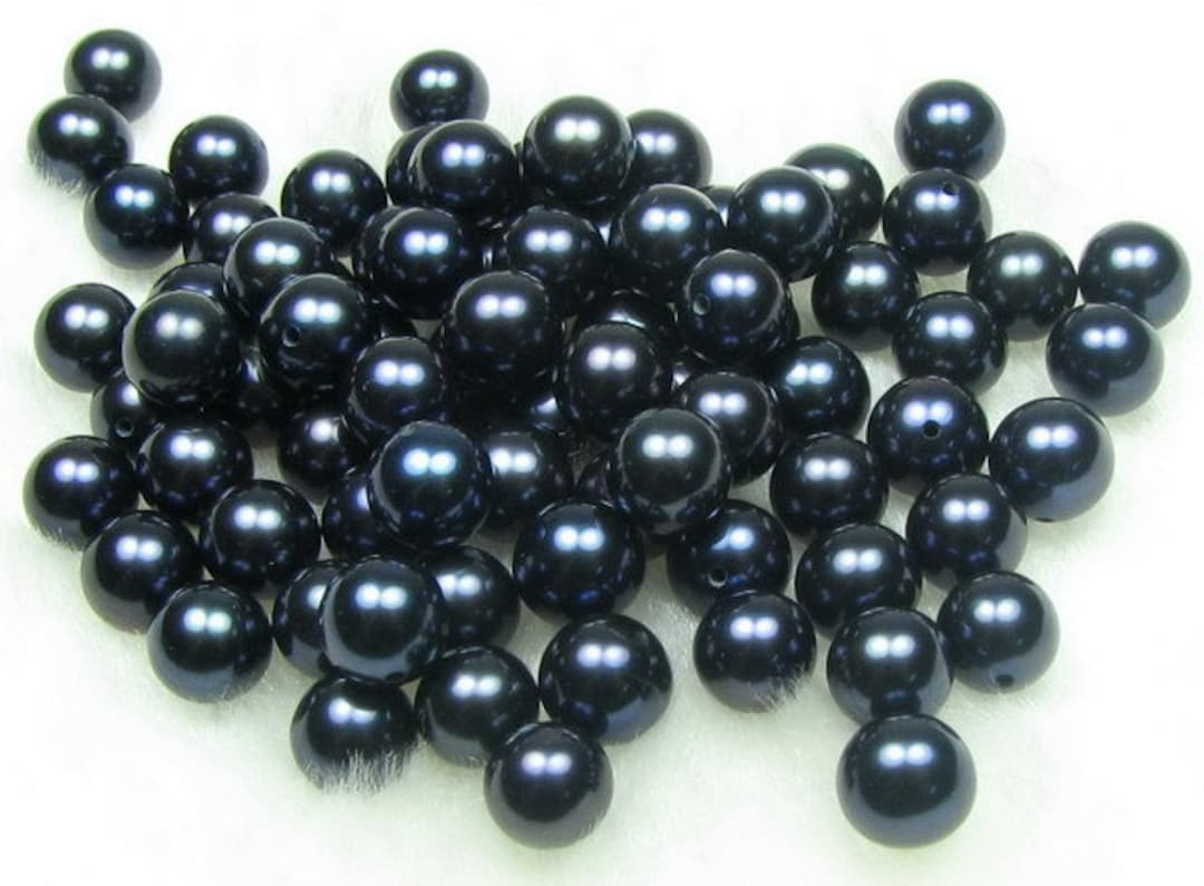 AA+ 6-7mm Round Black Pearls, Half Drilled Round Freshwater AA+ 6-7mm Round Black Pearls, Half Drilled Round Freshwater