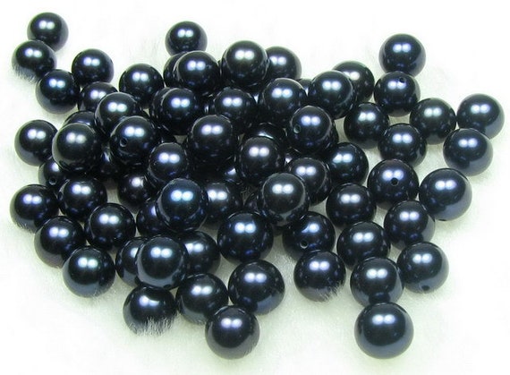 AA+ 6-6.5mm round black pearls, half drilled round freshwater loose pearl  beads wholesale, genuine high quality round pearls, FLR6065-B