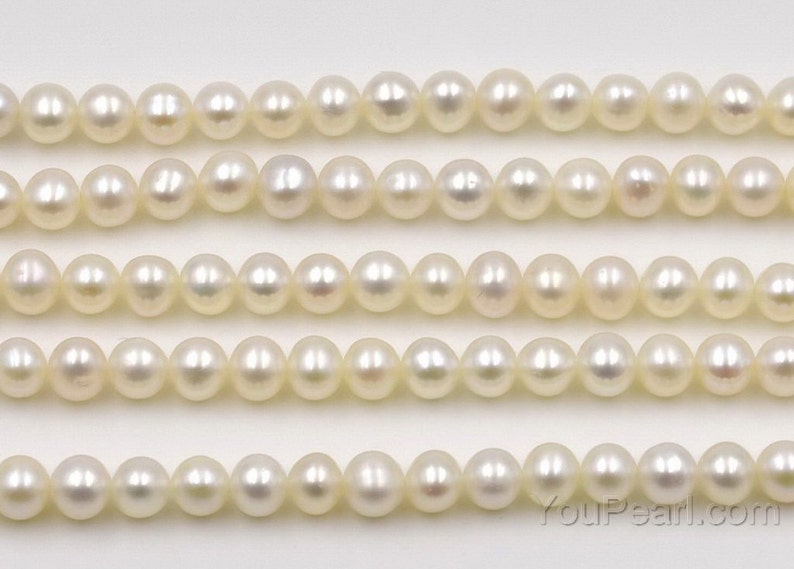 Freshwater pearl A grade white off-round beads wholesale, 5-6mm lustrous pearl jewelry, genuine natural pearl, FR250-WS image 2