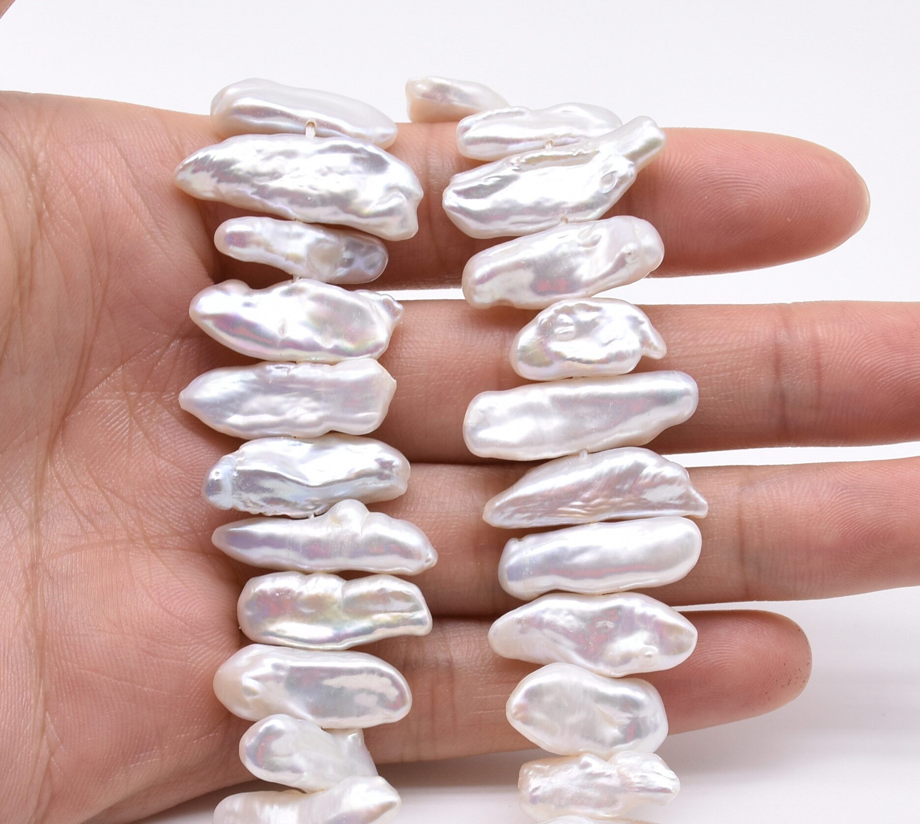 Biwa pearls white freshwater pearl centerdrilled pearls Etsy