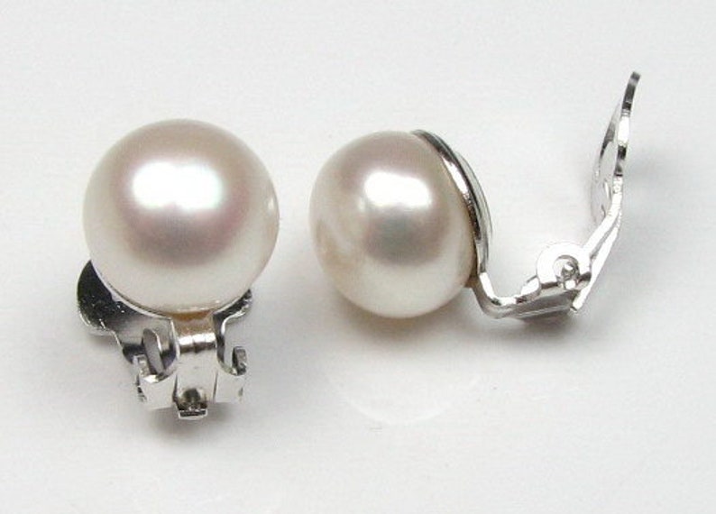 Pearl Clip On Earrings Non-Pierced 925 Sterling Silver Earrings Gold Vermeil Genuine Natural Fresh Water Pearl Earring Clip Earrings F1805-E ホワイト