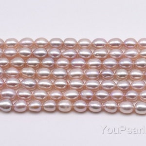 Rice pearls, 4-5mm fresh water lavender pearl, natural color pearl, purple oval shape real pearls strand, loose pearl beads, FM300-XS