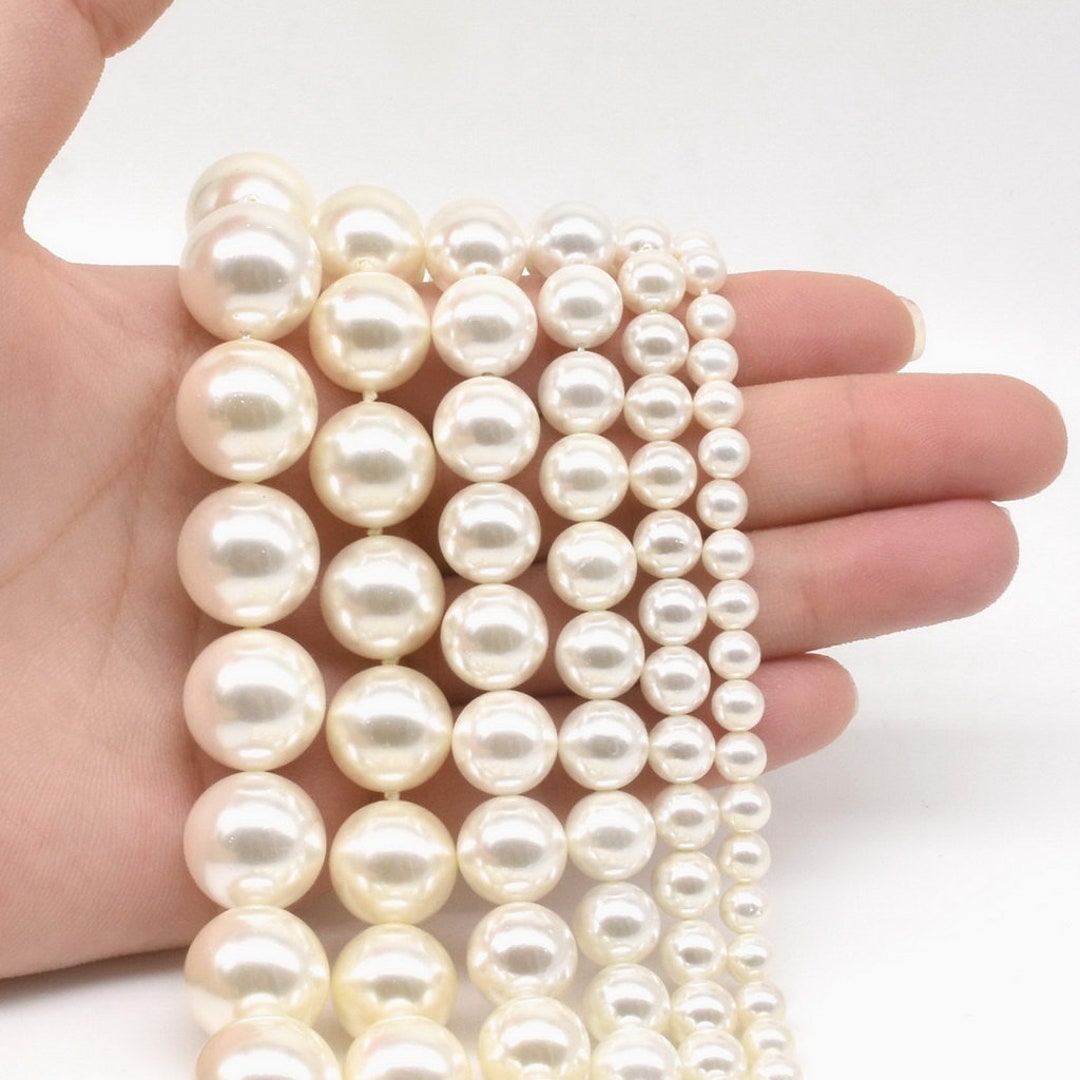 Jumbo Size A Grade Luster/Shine Irregular Round Natural White Cultured Fresh  Water Pearl Beads 8-9mm 2 Strings16 Inch/70 Beads, SAVE $1 