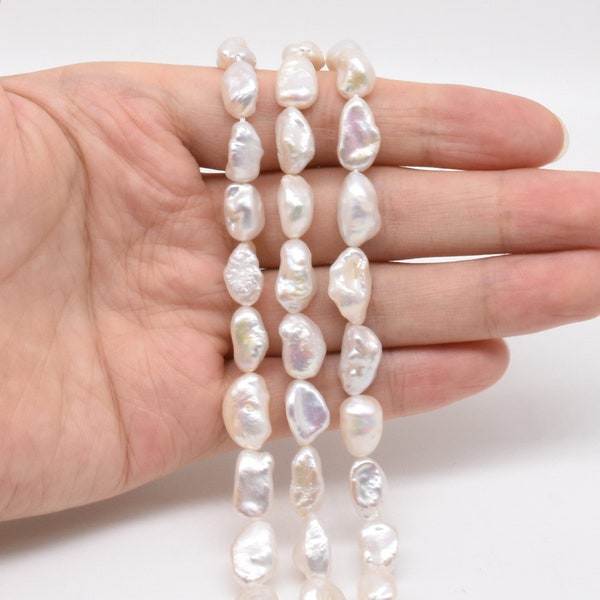 Perles de Keshi blanches de qualité A, perles d'eau douce naturelles keishi reborn de 7 x 10 mm de long, perle véritable très lustrée en vente, FK570-WS