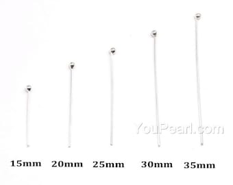 925 sterling silver ball head pins, silver pin heads, headpins, silver findings, 15mm 20mm 25mm 30mm 35mm available, 10 pcs, FD-BP