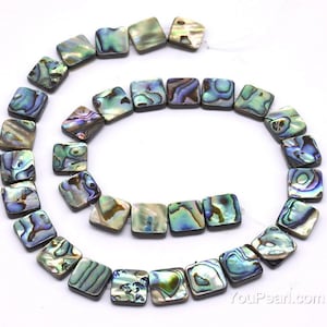 Abalone paua shell, 10mm 12mm 14mm 16mm genuine square abalone shell beads, multi color paua shell strand for jewelry making, ABA110X