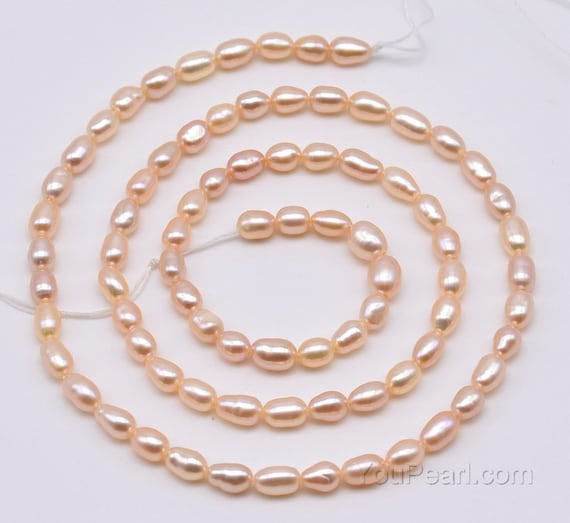 3-3.5mm Pearl Seed Beads, Natural Pink Color Small Rice Pearls, Tiny Egg  Shape Pearl String, Genuine Fresh Water Pearl Wholesale, FS550-XS 