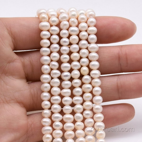 4-5mm white small pearl, potato freshwater pearls, fine seed pearl beads, good luster oval pearls, cultured pearl beads string, FP250-XS