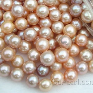 AA+ 9-10mm round pearls, pink lavender colored loose freshwater pearls, half hole pearls, high luster half drilled bead pearl, FLR9010-M