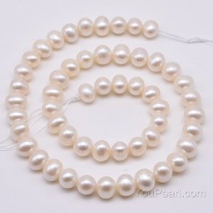 AA 8-9mm fine pearls, white fresh water potato pearl, clean surface, pearl large hole available up to 2.5mm AA fine pearl jewelry, FP540-WS image 1