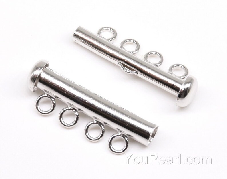 Multi Loop Clasp Four Rows Multi Strand Clasp, 925 Sterling Silver Findings, Bar Tube ...