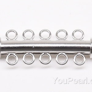 Bar clasp, five strand clasp, 925 sterling silver clasps, long tube clasp, bracelet clasp, charm jewelry findings, 11mm x 30mm, CS1043