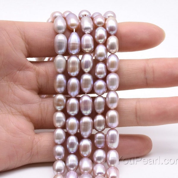 6-7mm rice pearl, natural lavender color freshwater pearl, genuine loose fine pearl beads, purple teardrop pearl strand wholesale, FM450-XS