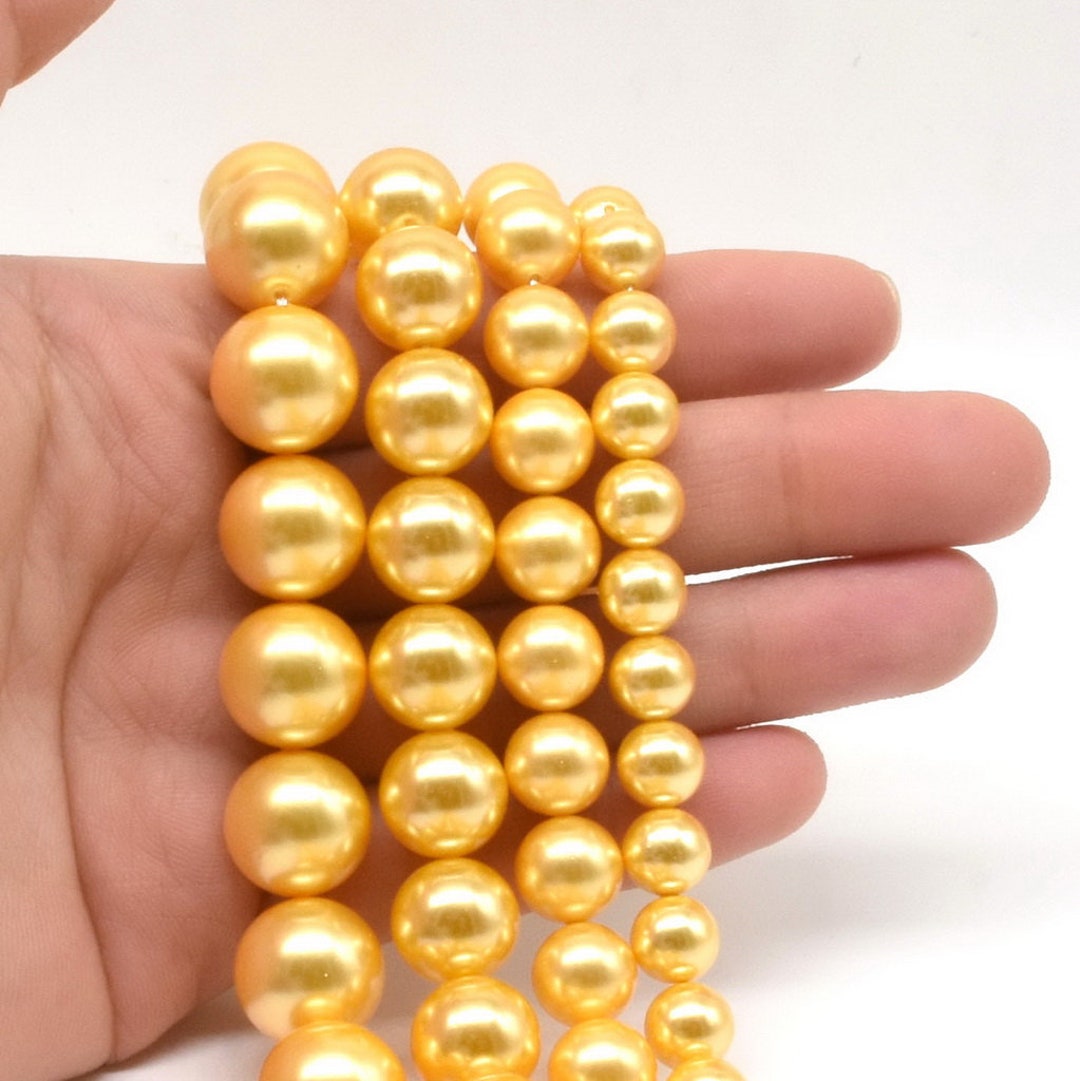 Shell Pearl Beads, Grade A 6mm 8mm 10mm 12mm 14mm Gold Shell Pearls