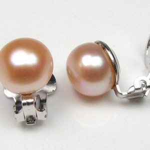 Pearl Clip On Earrings Non-Pierced 925 Sterling Silver Earrings Gold Vermeil Genuine Natural Fresh Water Pearl Earring Clip Earrings F1805-E Pink