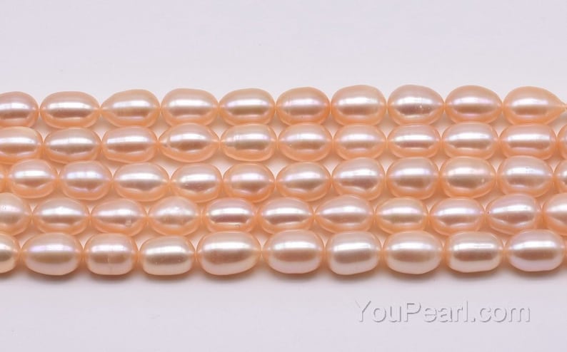 FM600-XS genuine freshwater pearl oval bead for leather jewelry large teardrop pearl beads 8-9mm pink rice pearl strand Large hole pearl