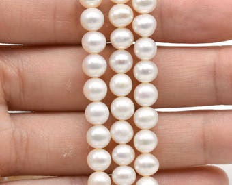 Jumbo Size A Grade Luster/Shine Irregular Round Natural White Cultured Fresh  Water Pearl Beads 8-9mm 2 Strings16 Inch/70 Beads, SAVE $1 