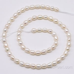 4-4.5mm white rice freshwater pearl loose pearl strand, small pearls, genuine natural color pearl supply,  FM250-WS