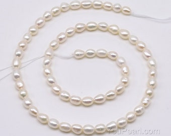 4-4.5mm white rice freshwater pearl loose pearl strand, small pearls, genuine natural color pearl supply,  FM250-WS
