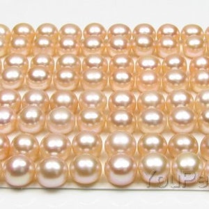 AA+ 7-8mm button pearl, genuine fresh water pearl, pink loose pearl beads, quality culturd pearl, half drilled pearls, FLB7080-X