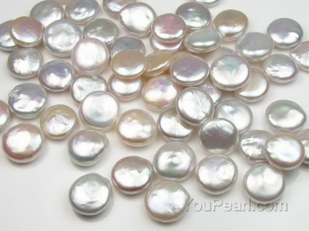 AA perlas de monedas de 12-15 mm, perlas de agua dulce blancas naturales,  perlas cultivadas sueltas, sin agujero sin adornos, suministro de cuentas  de