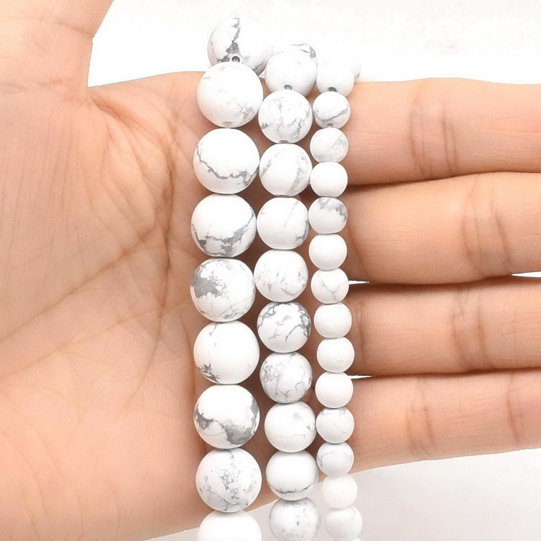 Airssory 10 Fili Di Perle Di Howlite Naturale Bianca 4 Mm - Perline Sfaccettate Per Creazione Gioielli Fai Da Te, 400 Pezzi
