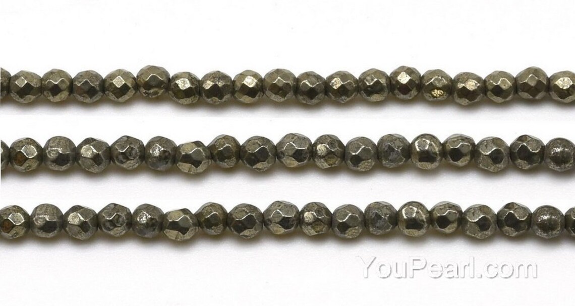 Pyrite beads 3mm round faceted A grade pyrite gemstone Etsy