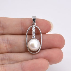 White Pearls Pendant, Genuine Pearl Pendant Necklace, Freshwater Pearl Charm, 925 Sterling Silver Charm Pearl Pendant, 9-10mm, F2400-XP