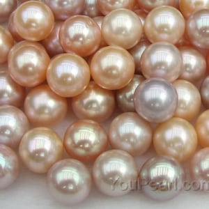 AA+ 10-11mm round pearl, round loose pearls, freshwater pink lavender colored half drilled pearls, loose pearl half hole beads, FLR1011-M