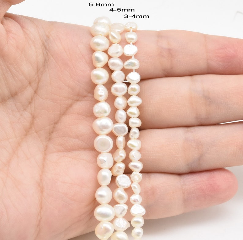 small nugget pearls, 3-4mm 4-5mm 5-6mm small pearls, 6-9mm center drilled pearls, white pearl natural freshwater pearls, fine pearl FN1X0-WS image 4