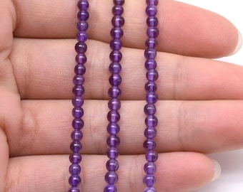 Amethyst Perlen, 3 mm 4 mm 6 mm 8 mm 10 mm 12 mm Klasse A lila runde Edelstein Stein Stränge, echte Steinperlen, lose Edelsteinstrang Perlen, AMT20X0