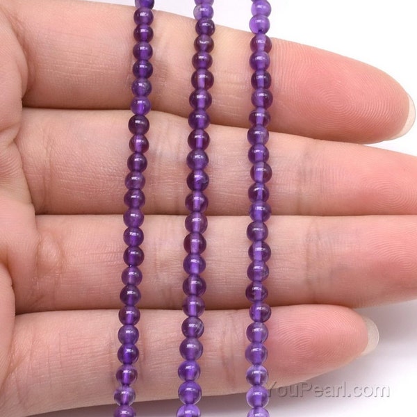 Amethyst beads, 3mm 4mm 6mm 8mm 10mm 12mm grade A purple round gem stone strands, genuine stone beads, loose gemstone strand beads, AMT20X0