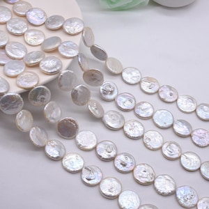 20-22mm big coin pearls, large white center drilled pearl, natural real freshwater loose pearls beads, big flat round pearl, FC880-WS