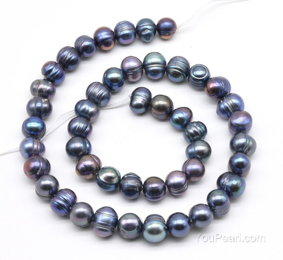 8-9mm Peacock Black Pearls up to 2.5mm Large Hole Pearls - Etsy