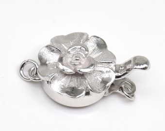 Cierre de una sola hebra, cierre de caja de flores, cierre de plata 925, cierre de perla, cierre de joyería, cierre de pulsera de collar de plata de ley de 11 mm, CS1019